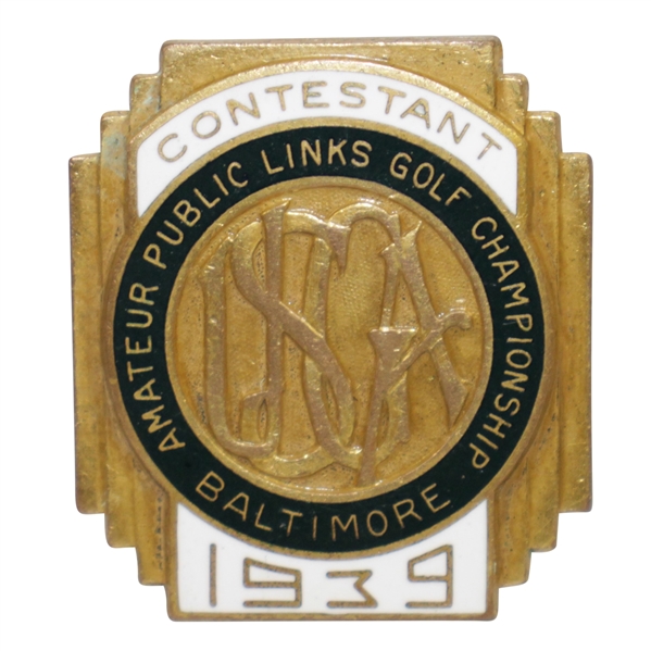 1939 US Amateur Public Links Championship at Baltimore Contestant Badge - Excellent Condition
