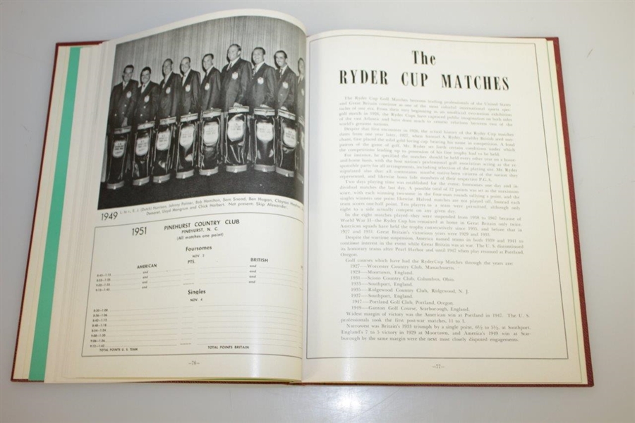 1951 The Ryder Cup at Pinehurst CC Hardcover Program - USA Winner 9 1/2 - 2 1/2