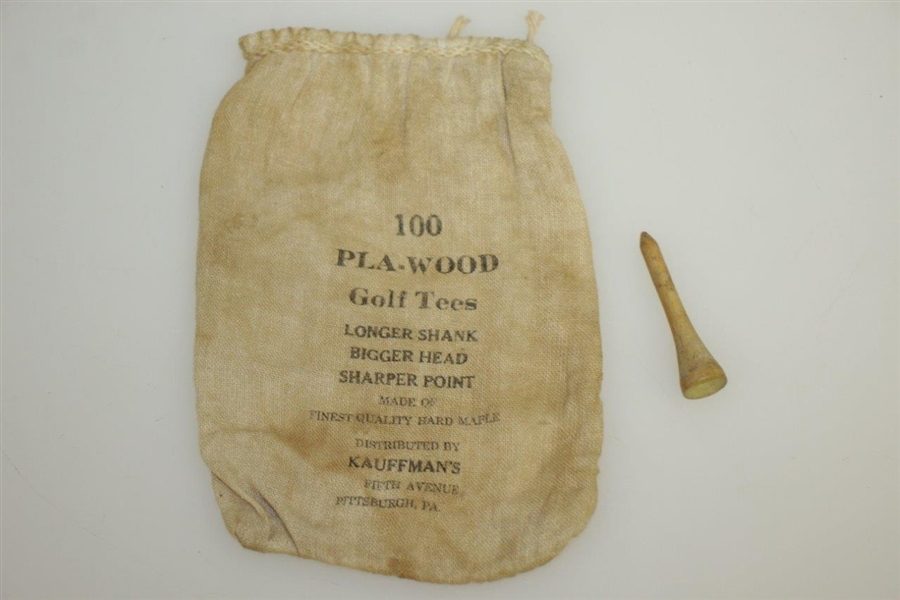 Vintage 100 Pla-Wood Golf Tees Canvas Tee Bag with Tee - Kauffman's - Crist Collection