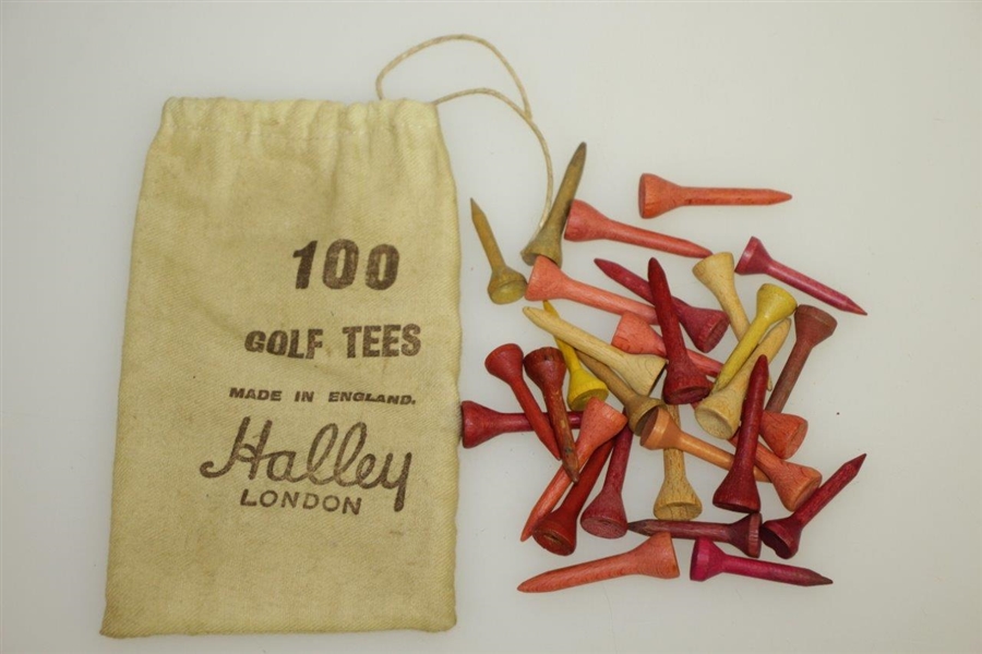 Vintage 100 Golf Tees - Halley London Canvas Tee Bag with Tees - Crist Collection