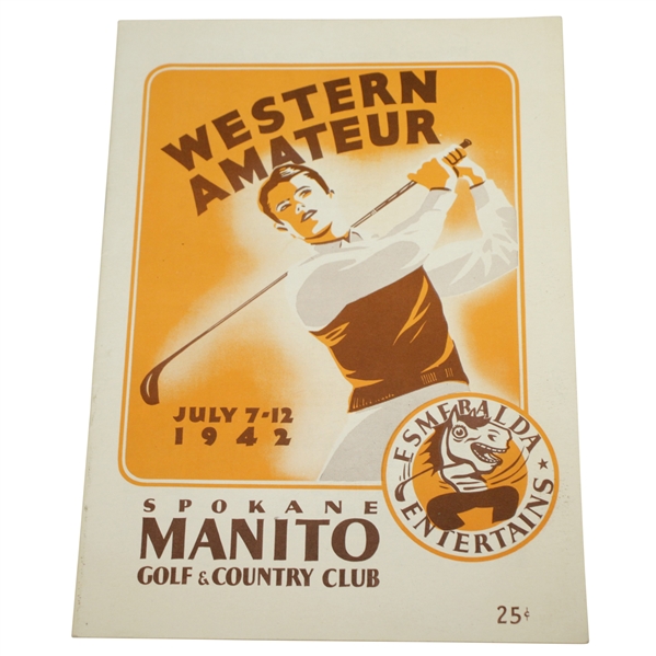 1942 Women's Western Amateur at Spokane Manito G & CC Program - Betty Jameson Win