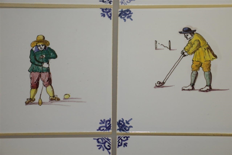 West Delft Handpainted Period Golfer Tiles Set from Holland 
