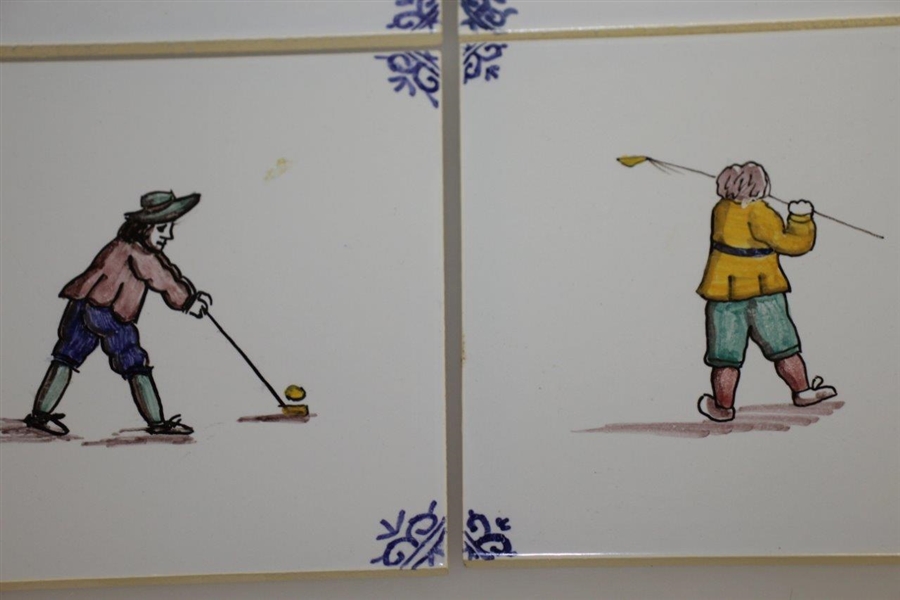 West Delft Handpainted Period Golfer Tiles Set from Holland 