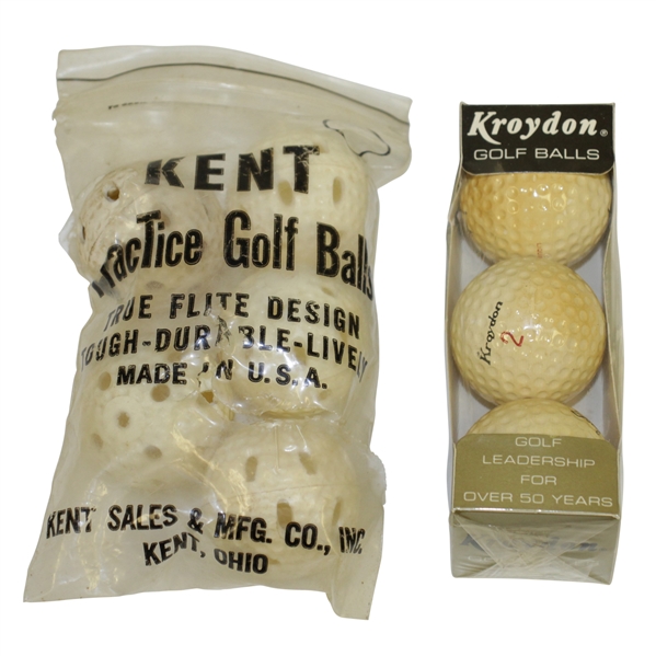 Kent Practice Golf Balls with Sleeve of Unopened Kroydon Golf Balls