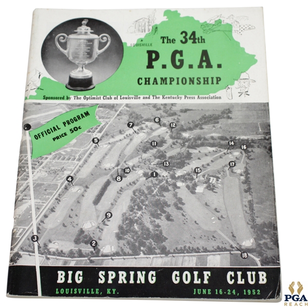 1952 PGA Championship at Big Spring Golf Club Program - Jim Turnesa Winner