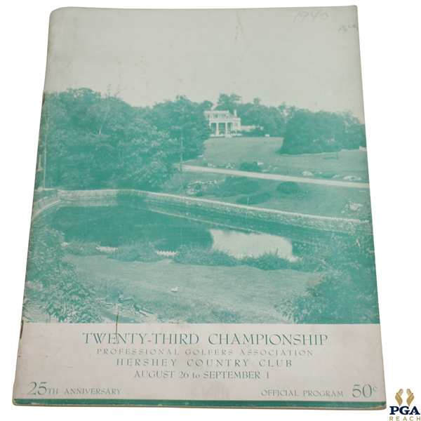 1940 PGA Championship at Hershey Country Club Program - Byron Nelson Winner