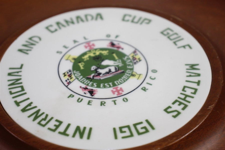 1961 International & Canada Cup Golf Matches Wooden Plate/Bowl with Seal of Peurto Rico