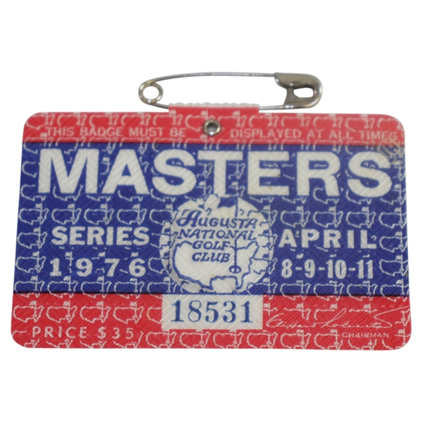 1976 Masters Tournament Series Badge #18531 - Ray Floyd Win