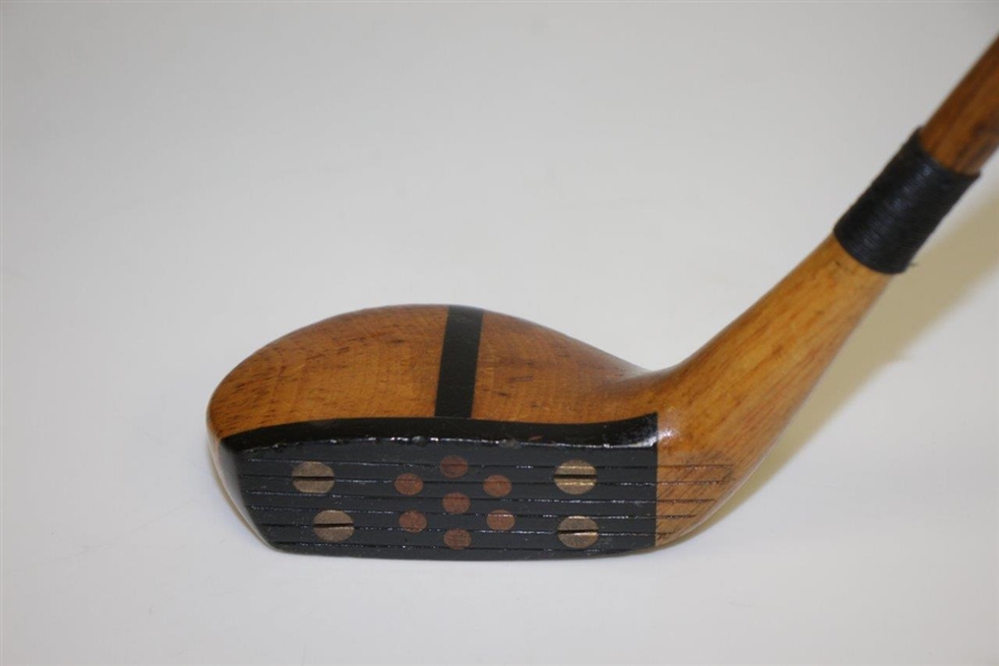 Circa 1920 MacGregor RA Putter (Right Angle) Persimmon Head with Black Vulcanite T-Shaped Sight Line