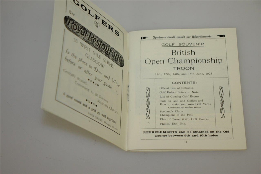 1923 Open Championship at Troon Program Reproduction Booklet - Arthur Havers Win