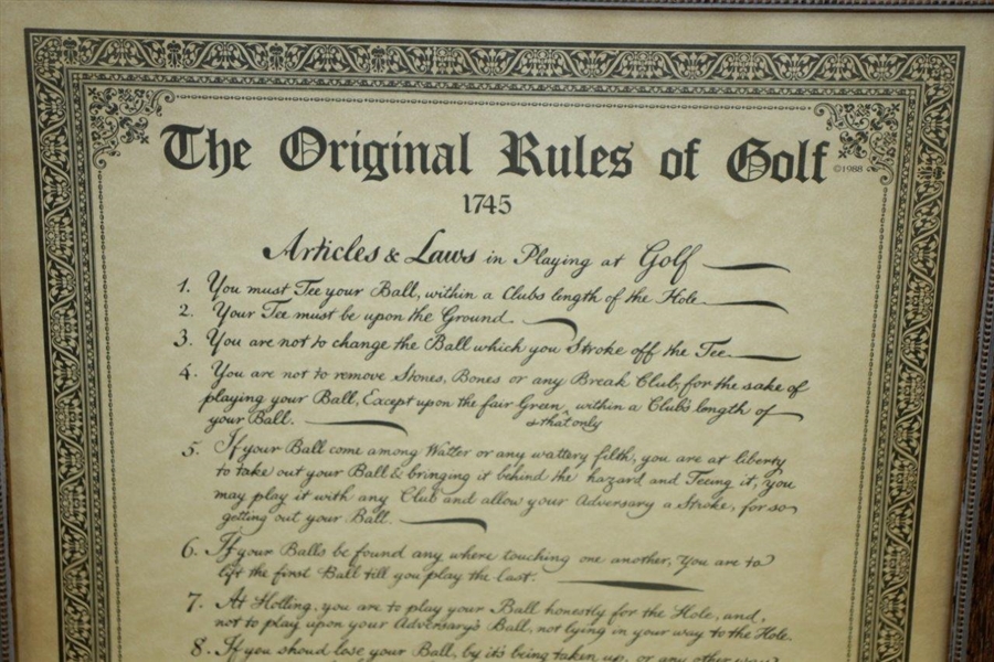 1754 The Original Rules of Golf Decorative Reproduction Piece Circa 1988