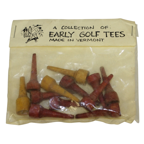 Vintage Set of Red & Yellow Early Golf Tees - Made in Vermont - Crist Collection