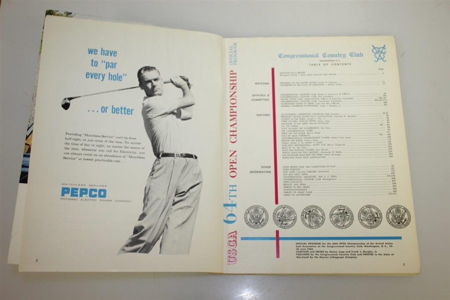 1964 US Open at Congressional CC Program w/ Original Box - Ken Venturi Winner