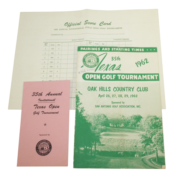 1962 Texas Open Program w/ Scorecard - Arnold Palmer Win