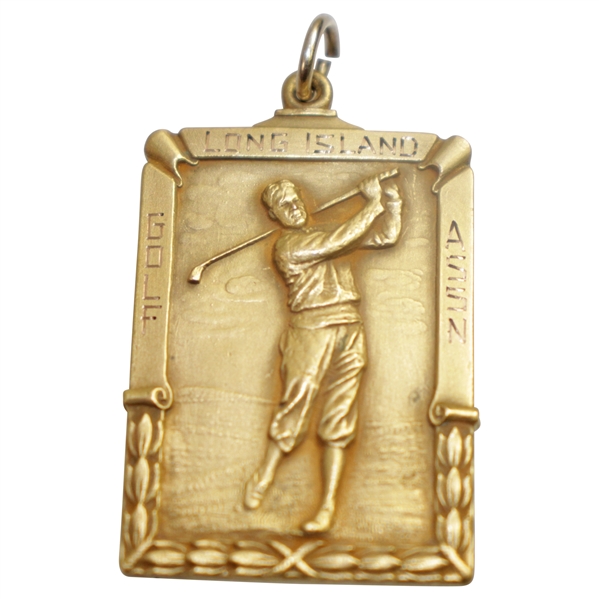 1946 Best Ball Runners Up Medal Won by Baird & Holland 10k Gold Filled - Long Island Golf Assoc 