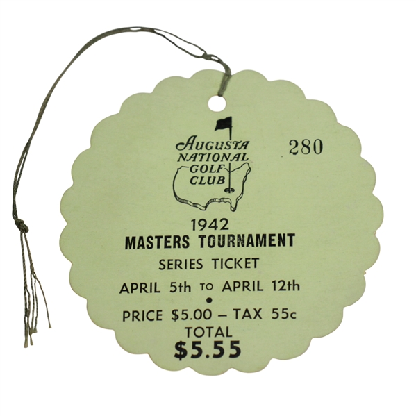 1942 Masters Tournament SERIES Badge #280 with Original String - Low Number - Finest Condition Known