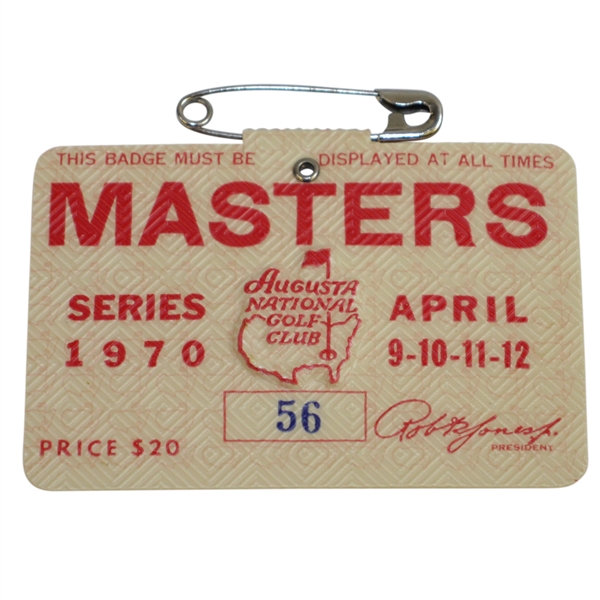 1970 Masters SERIES Badge #56 with Original Pin - Low Number!