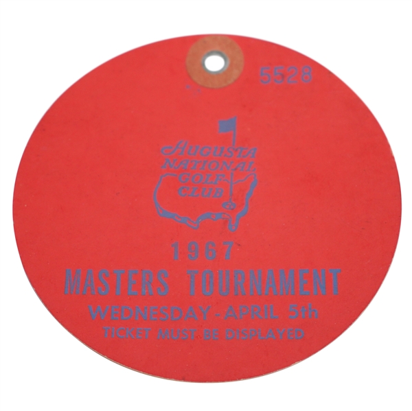 1967 Masters Tournament Wednesday Ticket #5528 - Arnold Palmer Par 3 winner