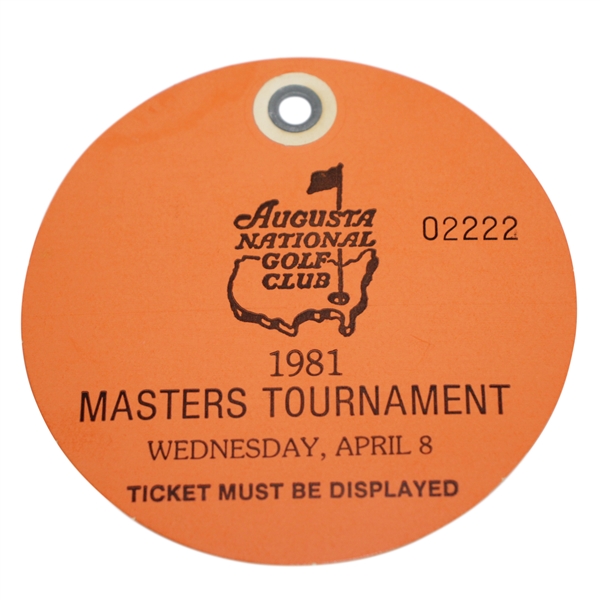 1981 Masters Tournament Wednesday Ticket #02222 - Par 3 Winner Isao Aoki