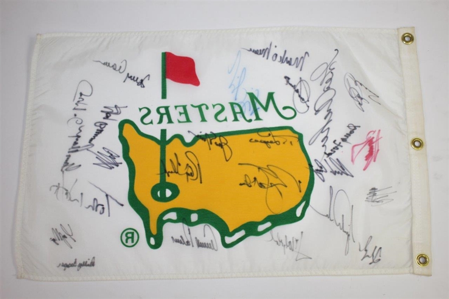 1993 White Masters Champs Flag Signed by Palmer, Tiger, Jack, Seve, & 20 others JSA ALOA