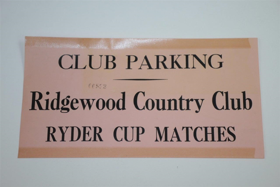1935 Ryder Cup at Ridgewood Country Club Official Parking Pass & Scorecard with Map