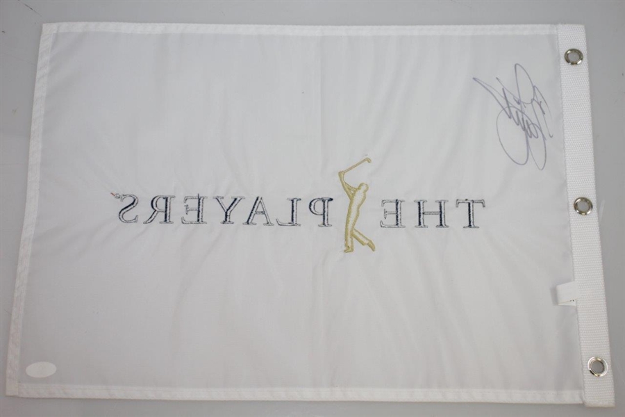 Rickie Fowler Signed The Players White Embroidered Flag JSA #GG76820