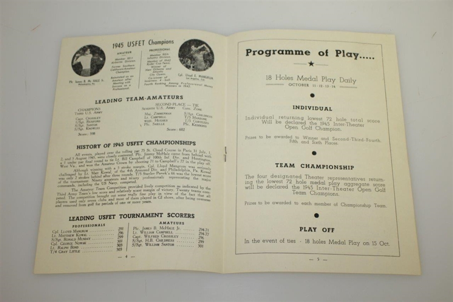 1945 Inter Theater Open at Biarritz GC Golf Championship Program