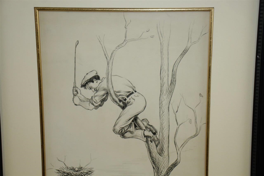 Undated Pen And Ink On Board Signed by Artist CF Lester - Framed