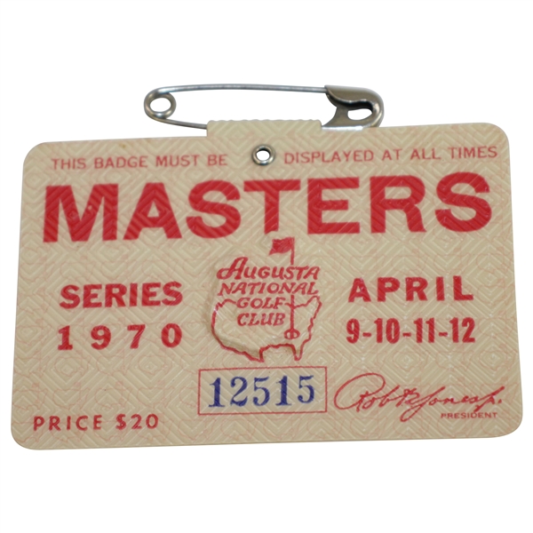 1970 Masters Tournament Series Badge #12515 - Billy Casper Win