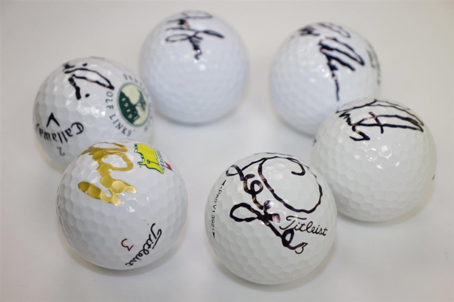 John Daly, Nick Price, Bernhard Langer, Ben Curtis, Jeff Sluman, & Larry Nelson Signed Golf Balls JSA ALOA