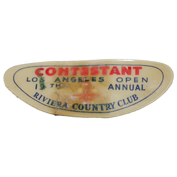 1945 Los Angeles Open Contestant Badge 19th Annual - Sam Snead Winner