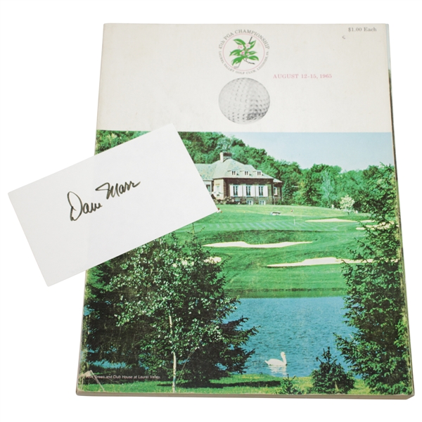 Dave Marr Signed 3x5 Card with 1965 PGA Championship Program JSA ALOA