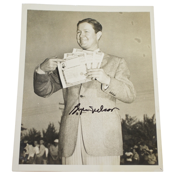 Byron Nelson Signed 1941 Wire Photo After Miami Victory JSA ALOA