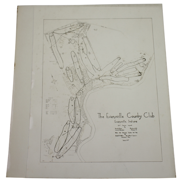 1920's The Evansville Country Club, Evansville, IN. Course Layout Plan Photo - Wendell Miller Collection