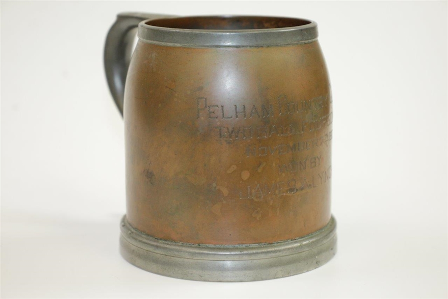 1903 Pelham Country Club Two-Ball Foursome Tankard Won by James A. Lynch - Glass Intact!