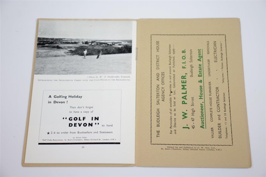 The East Devon Golf Club Official Handbook - Circa 1950 