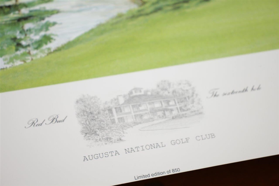 Augusta Hole #16 Redbud Ltd Ed #14 Print w/ Robert Trent Jones Signature by Bill Waugh