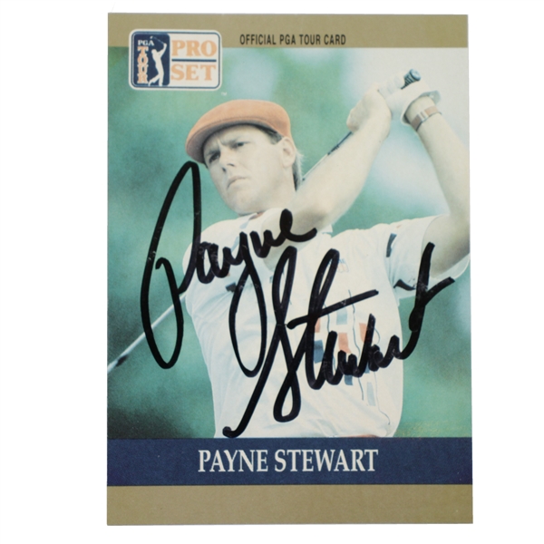 Payne Stewart Signed 1990 PGA Tour Pro-Set Golf Card JSA ALOA