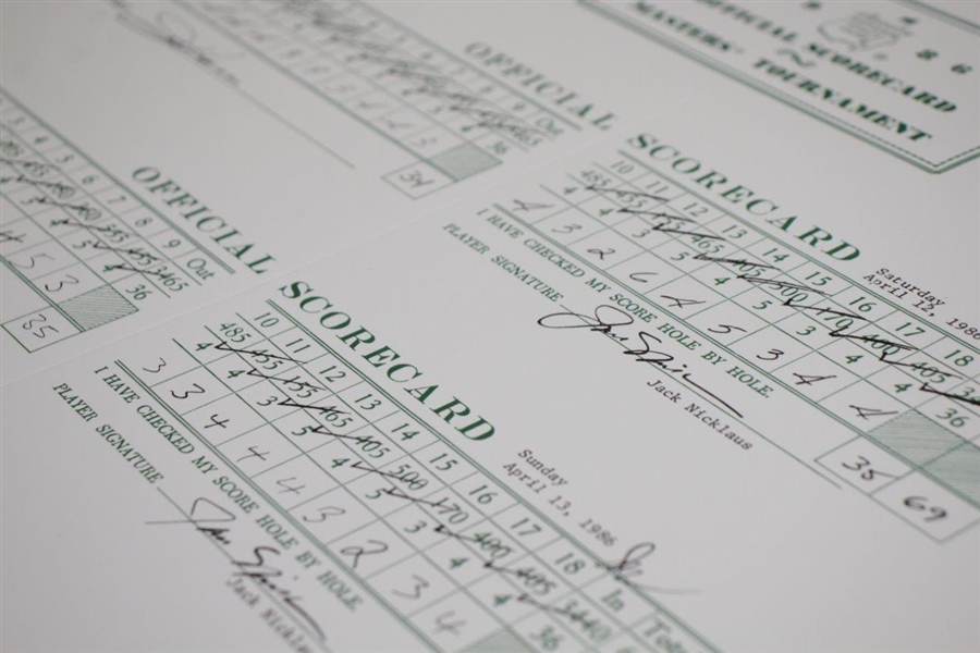 Jack Nicklaus Signed 1986 Masters Tournament Scorecard Display - Golden Bear Hologram