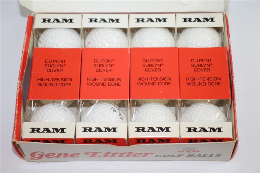 Classic Dozen Ram Gene Littler Player Logo Golf Balls in Original Sleeves in Box