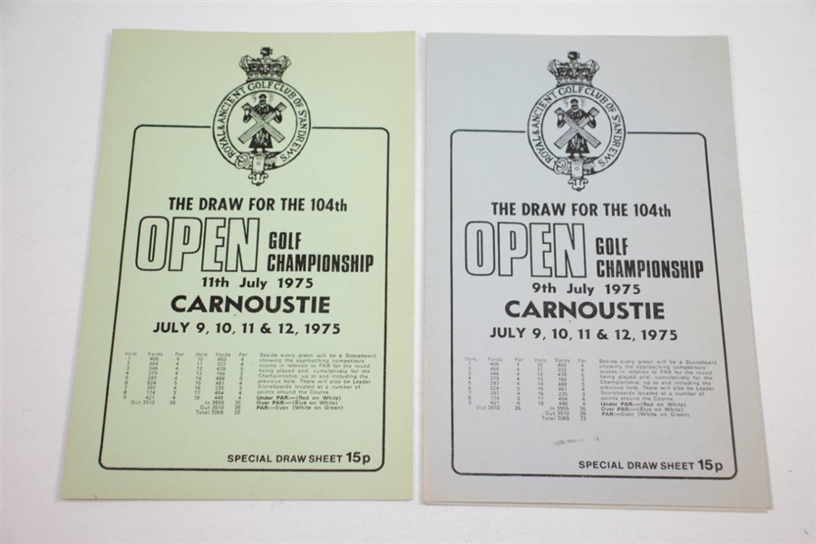 1975 OPEN Championship at Carnoustie Official Program with Two Special Draw Sheets