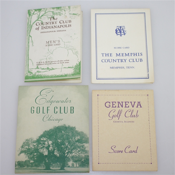 Vintage Edgewater, CC of Indianapolis, Memphis CC, & Geneva GC Scorecards with Stymie Gauge