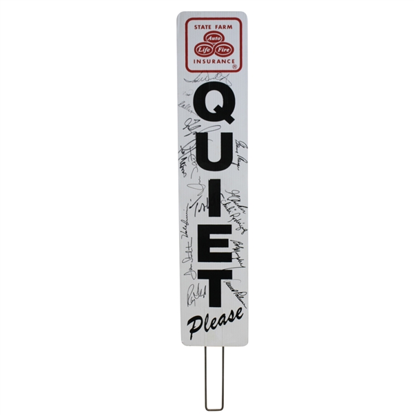 Arnold Palmer, Gary Player, & others Signed State Farm 'Quiet Please' Sign JSA ALOA