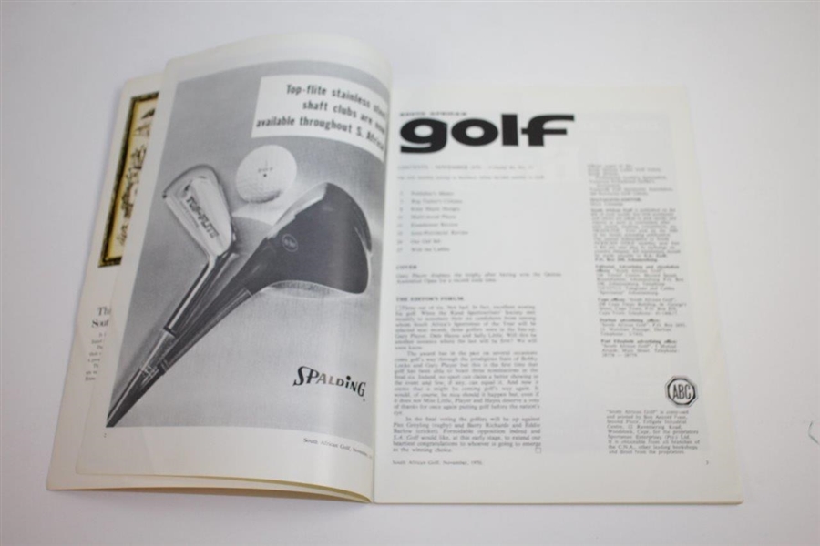 Gary Player Signed 11/11/1970 South African Golf Magazine JSA ALOA