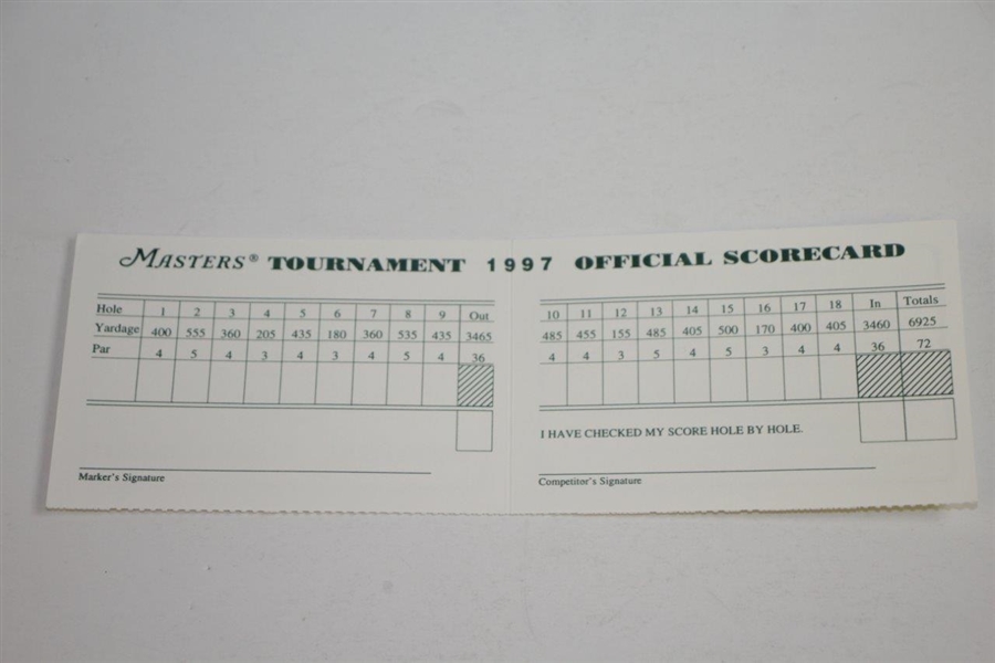 1997 Masters Tournament Official Scorecard