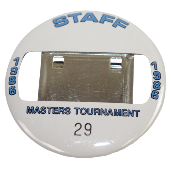 1986 Masters Tournament Staff Badge #29 - Nicklaus' 6th Green Jacket