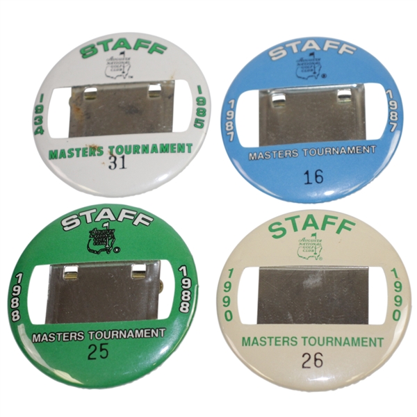 1985, 1987, 1988, & 1990 Masters Tournament Staff Badges