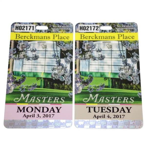 2017 Masters Tournament Berckmans Place Tickets - Monday & Tuesday