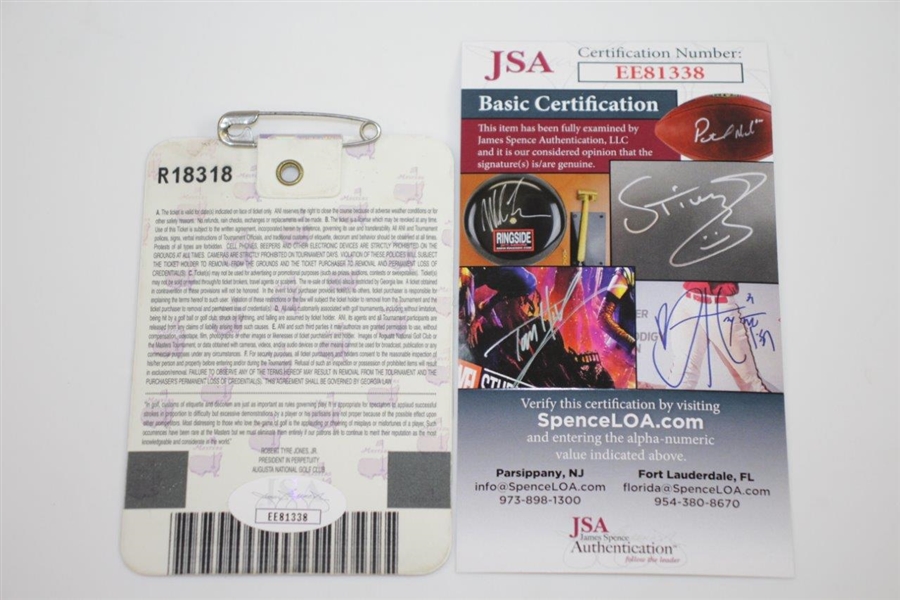 Phil Mickelson Signed 2004 Masters Series Badge #R18318 JSA #EE81338