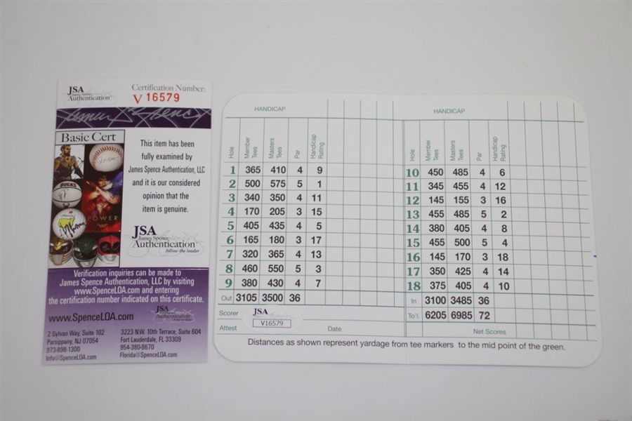 Bryson Dechambeau Signed Augusta National Golf Club Scorecard JSA #V15679